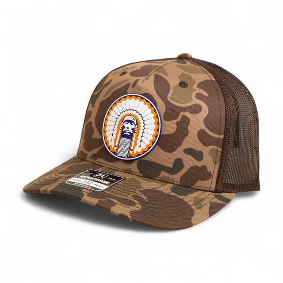 Illinois Fighting Illini Chief Illiniwek 3D Snapback Trucker Hat- Bark Duck Camo - Picture 1 of 3